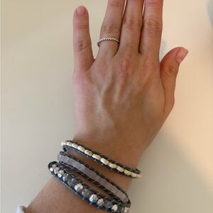 Victoria Emerson Silver and Cream Layered Bracelet